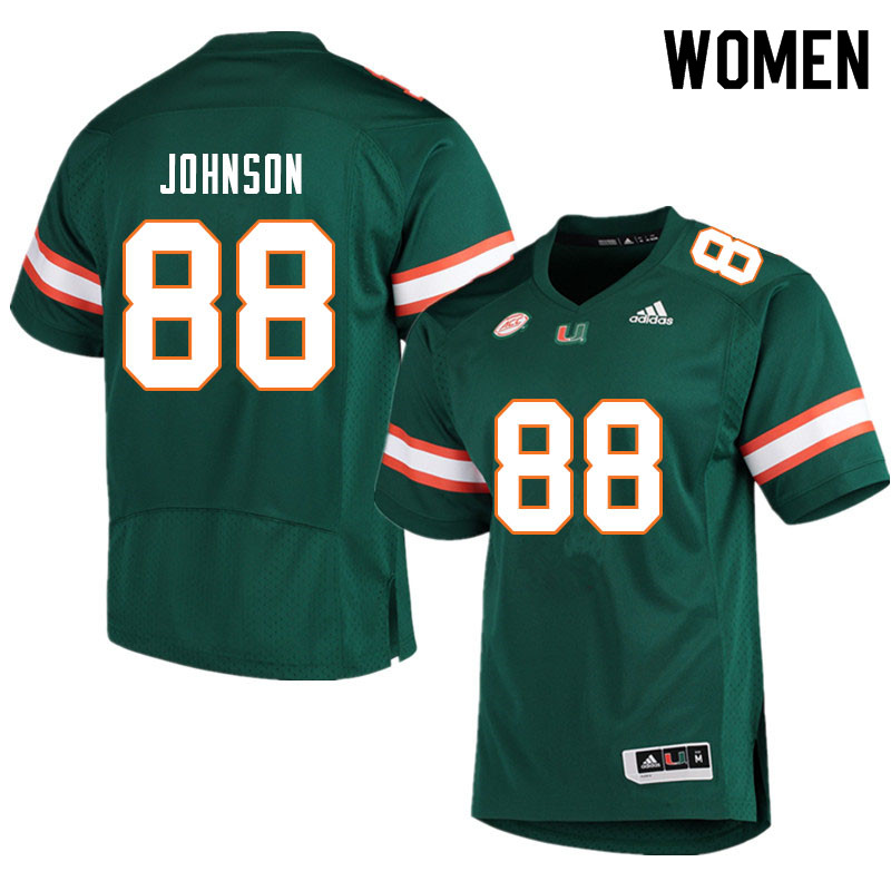Women #88 Dante Johnson Miami Hurricanes College Football Jerseys Sale-Green - Click Image to Close